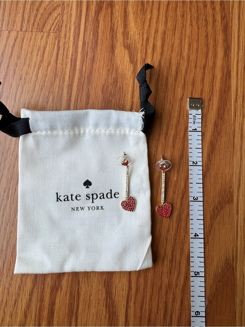 Kate Spade Gold Pave Heart Drop Earrings